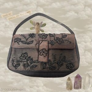 Chocolate Brown w/ Black Floral Beaded Purse ⋆ ☁︎ ⋆⁺₊⋆ ☾ ⋆⁺₊⋆